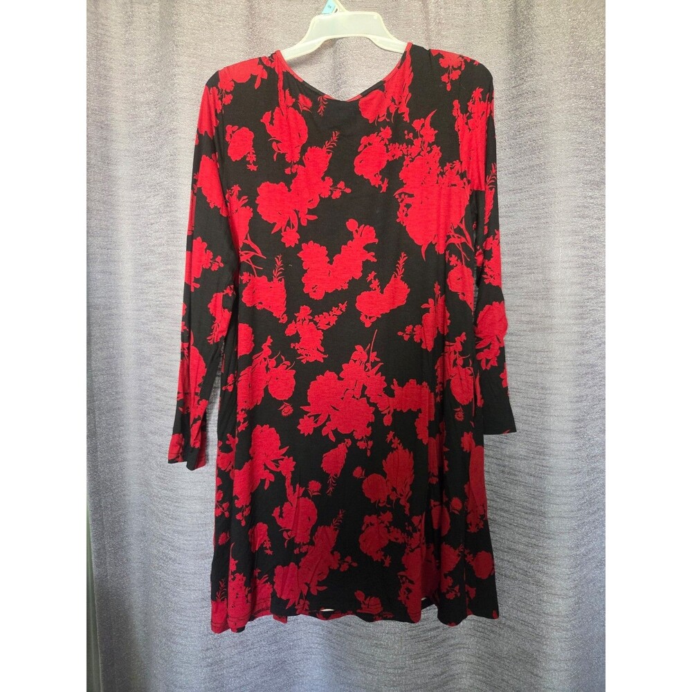 Women's dress knee length red and black floral sz 2XL - Picture 3 of 4